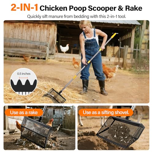 AsFrost 2-in-1 Chicken Poop Scooper & Rake for Chicken Coop