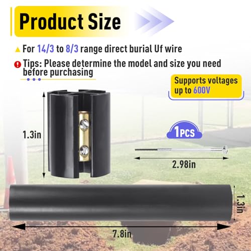 2 Sets Underground Wire Splice Kit for 14/3 to 8/3 Range Direct Burial Uf Wire Handle up to 600 Volts Maximum, Includes Splice Connectors and Heat, Shrink Tubing Electrical Cables - size: 2Pack