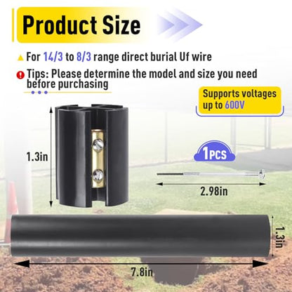 2 Sets Underground Wire Splice Kit for 14/3 to 8/3 Range Direct Burial Uf Wire Handle up to 600 Volts Maximum, Includes Splice Connectors and Heat, Shrink Tubing Electrical Cables - size: 2Pack