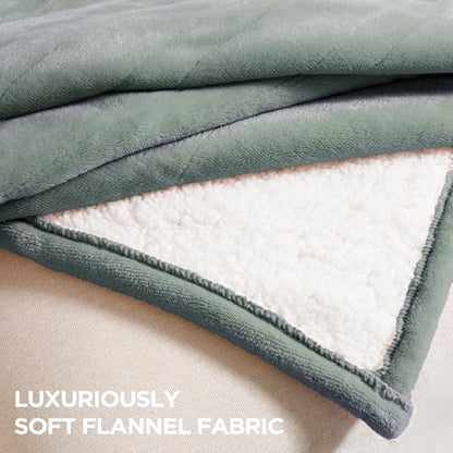 Templewet Heated Blanket Throw 50" x 60",Soft Electric Blanket,Green | Timer Settings,Auto Off,Soft Sherpa Heated Throw Blanket,Machine Washable,Fast Heating for Sofa Bed Office Use,Gifts for Mom - color: Lake Green