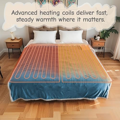 Soypipo Electric Heated Blanket 50"x60", 9 Heat Settings 10-Hour Auto-Off - color: 11-blue, size: Throw 50"x60"