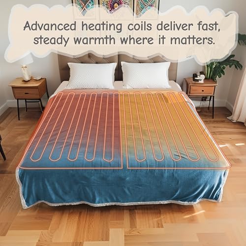 Soypipo Electric Heated Blanket 84"x90", 9 Heat Settings 10-Hour Auto-Off - color: 11-blue, size: Queen 84"x90"