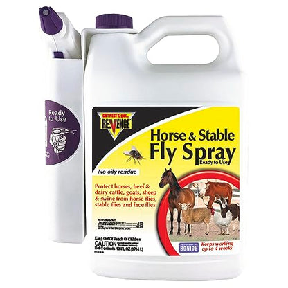 REVENGE Horse & Stable Fly Spray, 128 oz Ready-to-Use with Power Sprayer, Long Lasting Flea and Tick Control - size: 64 oz