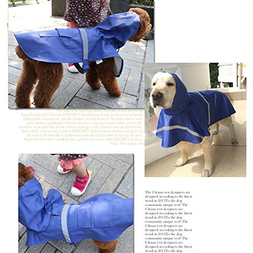NACOCO Large Dog Raincoat Adjustable Pet Water Proof Clothes Lightweight Rain Jacket Poncho Hoodies with Strip Reflective (L, Blue) - color: Blue, size: Large (Pack of 1)