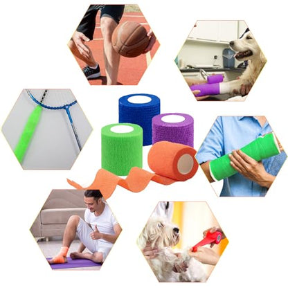 BQTQ 168 Rolls Elastic Adhesive Tape 2 Inch Self Adherent Stretch Bandages - color: Rich Colors, size: 2 Inch