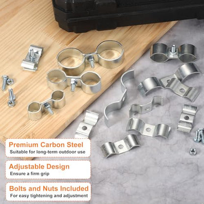 HARFINGTON 6pcs Chain Link Fence Panel Clamps 1-7/8" with Bolts and Nuts - size: 1-7/8"