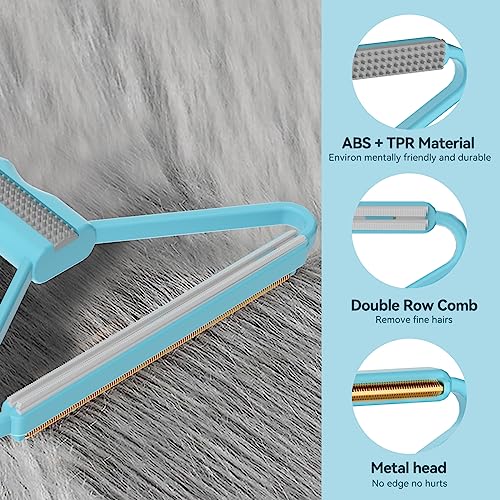 Pet Hair Remover, Dog Cat Carpet Rake, Lint Remover Shaver for Sofas-2pack - color: Sky Blue