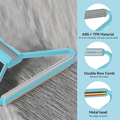 Pet Hair Remover, Dog Cat Carpet Rake, Lint Remover Shaver for Sofas-2pack - color: Sky Blue