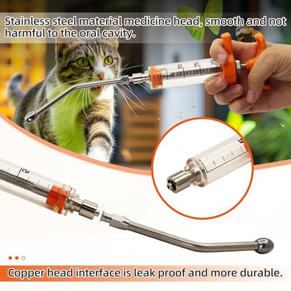 2Pcs Reusable Goat Drench Syringe with 2 Detachable Metal Drench Nozzles