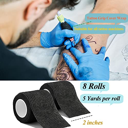 CIYAGPOOU 12 Pack Self Adhesive Bandage Wrap,2 Inches 5 Yards Black Vet Wrap Breathable Flexible Stretchy Cohesive Bandage for First Aid, Sprains Protection