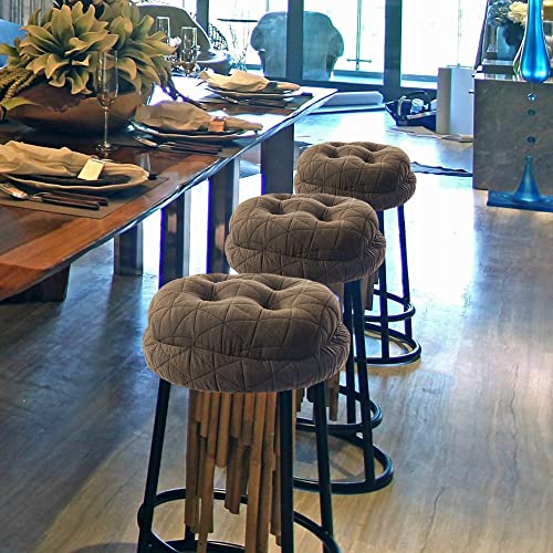 BUYUE Round Bar Stool Seat Cushion, Dia.13 Luxury Fashion Jacquard with Anti-Skid Silicone Bar Stool Cushion Padded (Brown, M,1 Count) - color: Brown, style: Round M