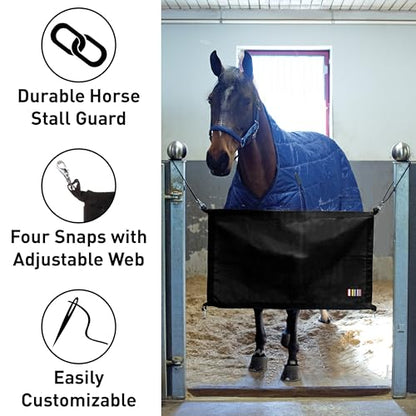 HORZE Durable Polyester Horse Stall Guard with Adjustable Straps | Measures 40" x 24" - Black - One Size