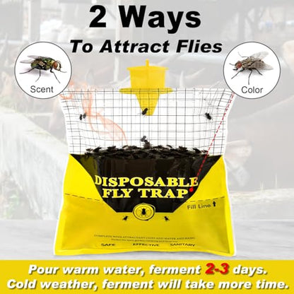 8 Pack Outdoor Fly Trap Bags Hanging - 8 * 30g Bait, Durable, Effective - size: 8 Pack