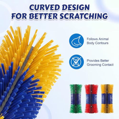 FillTouch 6 Pack Livestock Scratch Brush with Screws, Horse Scratching Post Goat Scratcher Brushes, Full Massage Grooming Brush for Cow, Cattle, Sheep, Pig Back Itching Relieve, 17.1 x 7.2 Inch