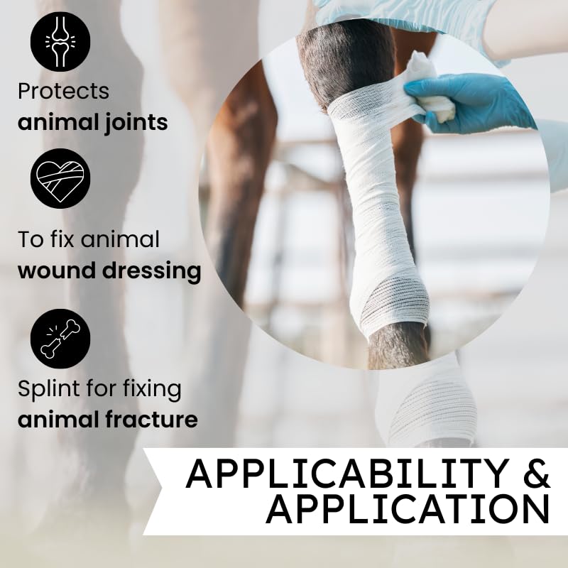 4" Cohesive Flexible Bandage Wrap – White - Pack of 4 | Self-Adherent Vet Tape for Animal Wound Care, Wrapping, and Support – Non-Slip, Breathable, Flexible Bandage for Livestock - color: White
