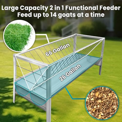 Goat Feeder, 92 Gallon Hay Feeder, Galvanized Steel Livestock Hay Feeder, Sheep Feeder Trough for Barn or Outdoor Use, Free Returns! - style: Galvanized Steel