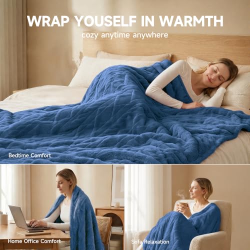 Heated Blanket 50''x60'', Soft Heated Throw Blanket,Blue - color: Blue, size: 5060