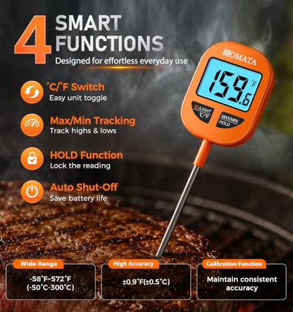 BOMATA Digital Meat Thermometer, 5" Probe, IPX6 Waterproof - size: 5"