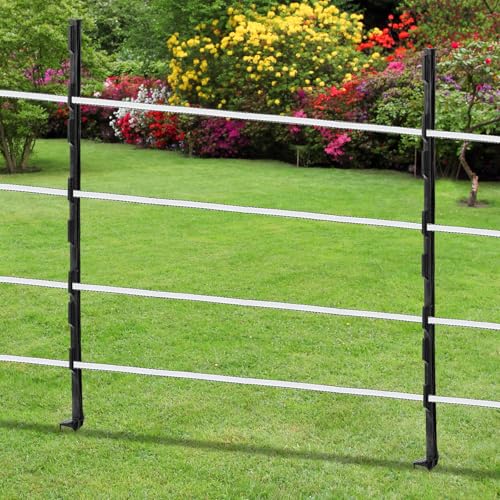 Electric Fence Posts 50 Pack, Black 48 inch Step in Fence Posts - color: Black, size: 48 INCH-50 PCS