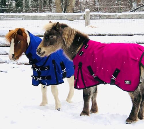 Mini-Pony Horse Ripstop Waterproof Windproof Hooded Blanket Lightweight Turnout Rain Sheet Breathable Lining 1200 Denier Material (52-54", Raspberry) - color: Raspberry, size: 52-54"