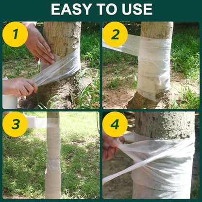 328ft Tree Wrap to Protect Bark, Tree Wrap for Damaged Bark, Tree Trunk Wrap to Keep Plants Warm and Tree Trunk Protectors from Deer and Animal, Durable and Effective, White - color: 328ft-white