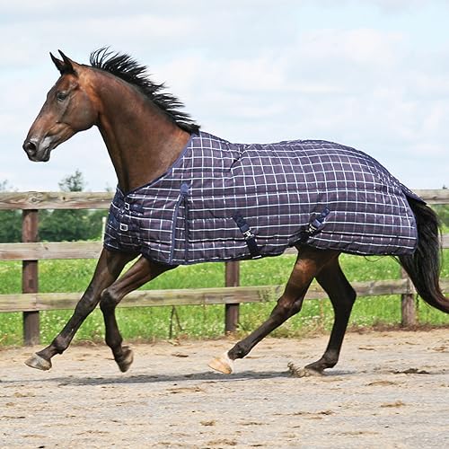 Country Pride Highland 1200D Lightweight Stable Blanket (74, Navy Plaid) - color: Navy Plaid, size: 74
