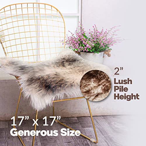 Natural Sheepskin Chair Pad, Non-Slip, Gradient Chocolate, 4 Pack - color: Gradient Chocolate, size: 4 Count (Pack of 1)