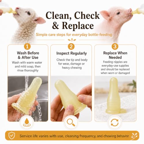 6-Pack Thicker Silicone Bottle-Feeding Nipples for Newborn Livestock