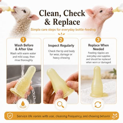 6-Pack Thicker Silicone Bottle-Feeding Nipples for Newborn Livestock