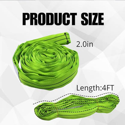 Green Polyester Endless Round Sling Rigging Lifting Straps, 4 Feet Length, 5,300 lb. Vertical Capacity, 10,600 lbs Basket - color: 02 Green - Vertical Capacity 5300LBS, size: 4ft