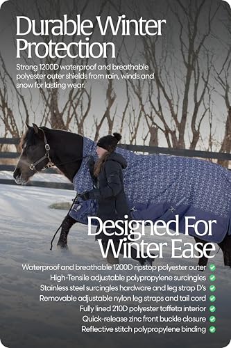 Equinavia Arktis Extended Neck Mid Weight Turnout Blanket 200g - Skipper Blue - 72 in - color: Skipper Blue, size: 72 in