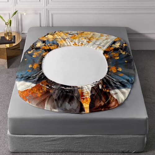 White Brown Horses Bedding Full Size,1 Fitted Sheet+2 Pillowcases. - color: Yellow-black, size: Full