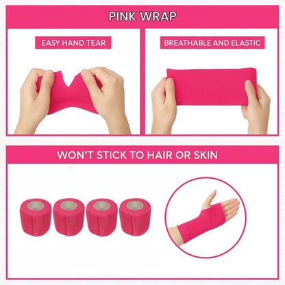 2" Cohesive Flexible Bandage Wrap – Florescent Pink - Pack of 8 - color: Florescent Pink