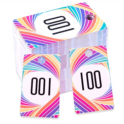 FaCraft Live Number 1-100 Number Tags Reusable Consecutive Live Number Tag 1-100 Normal and Reverse Mirror Image Number Cards for Live Sales Hanger Tags Cards for Clothes Coat Check Tickets - color: Rainbow Live Number 1-100