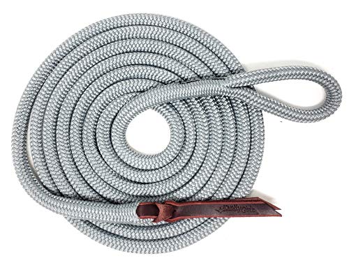 Double Braid Lead Rope with Eye Splice Loop, 12-14FT Lengths (Grey, 12 ft.) - color: Grey, size: 12 ft.