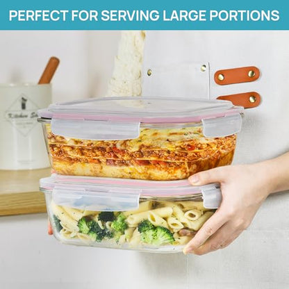 Vtopmart 2Pack 2260ml/76.4oz Extra Large Glass Storage Containers, Pink - color: Pink, size: 76.4oz