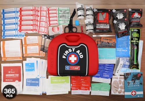 365 PCS First Aid Kit, Waterproof Well-Organized Medic Hard Shell EVA Case