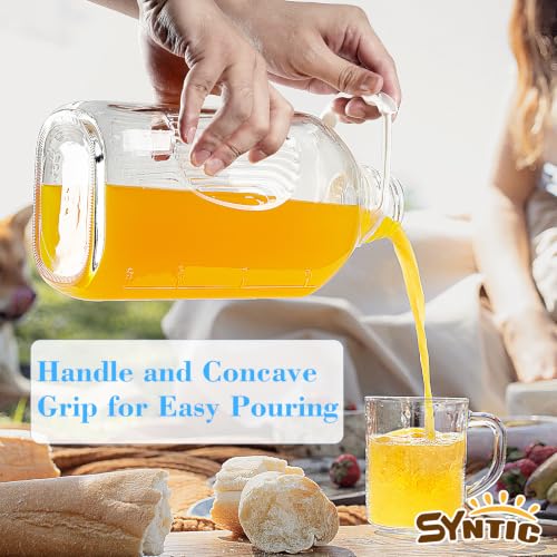 Syntic 64 Oz Glass Milk Bottle with Lid,Handle & Measurement Marks - style: 1 Pack