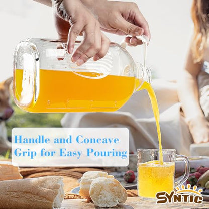 Syntic 4 Pack 64 Oz Glass Milk Bottles with Lids,Measurement Marks - style: 4 Pack