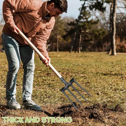 Mikikit Pitch Fork Replacement Head Four-Prong Garden Fork for Soil Loosening Ground Preparation Deep Turning Farming and Landscaping Heavy Duty Digging Tool 14.96 X 8.07 X 1.37 in