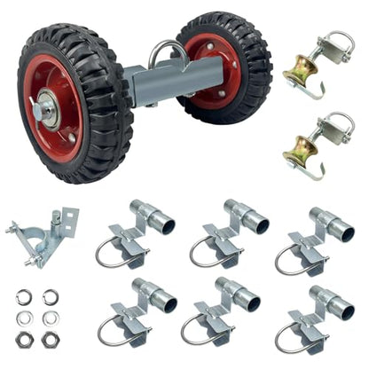 Rolling Gate Hardware Kit for Farm, Fence Gates, Rolling Gates- Includes 6" Double Wheel Carrier, 6 Universal Track Drackets, 2 Pipe Track Rollers, 1 Set Gate Latch, 2 Sets of Wrenches - color: Red-2