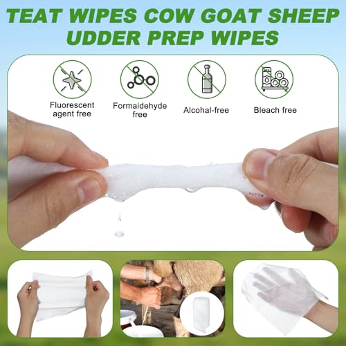 60 Pcs Goat Cow Sheep Udder Wipes, 5.5 x 7.8 Inches