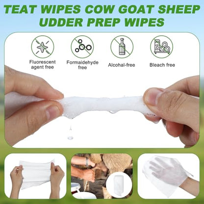 60 Pcs Goat Cow Sheep Udder Wipes, 5.5 x 7.8 Inches