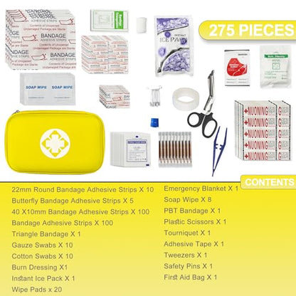 First Aid Kit Car Home Emergency Essential Kits - Yellow 277Pcs YIDERBO - color: Yellow-277pcs