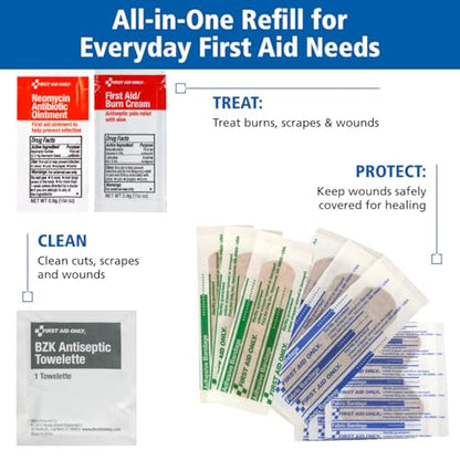First Aid Only 700002 SmartCompliance 50-Person First Aid Kit Refill Supplies for Business, Worksite, and Home, 237 Pieces, Blue