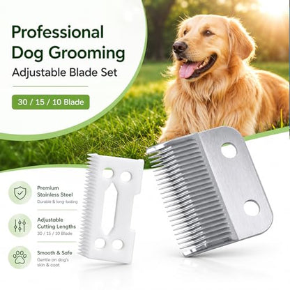 Poweka Replacement Clipper Blade Compatible with W-AHL #30-15-10 Pro Ion, Iron Horse, Show Pro Plus, U-Clip, and Deluxe U-Clip，Professional Pet Animal Dog Standard Adjustable Blade Set