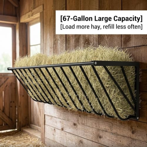 Stall Hay Feeder Wall Mount, Carbon Steel Goat Rack - Livestock Barn Feeding Solution