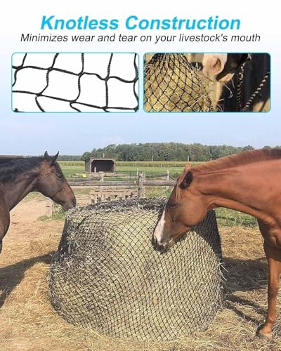 5x5Ft Round Bale Hay Net, Knotless Slow Feeder Hay Net for Horses - size: 5x5Ft