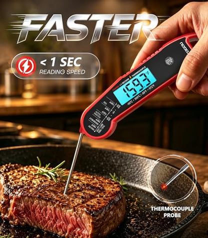 Atogou Professional Meat Thermometer Digital, <1 Sec Instant Read, Red - color: Red