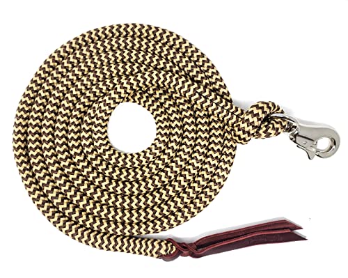 14FT Lead Rope with NP Snap - color: Brown with Beige, size: 14 ft. Nickel Trigger Snap